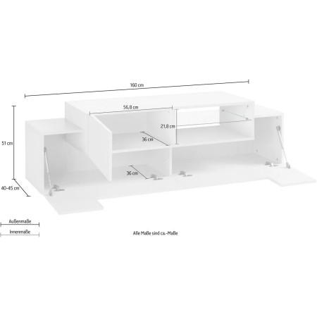 Mobile Porta TV Bianco Ardesia 160 cm Madia Bassa per Soggiorno