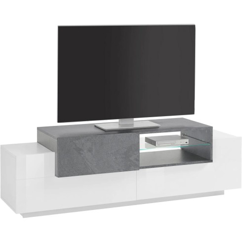 Mobile Porta TV Bianco Ardesia 160 cm Madia Bassa per Soggiorno