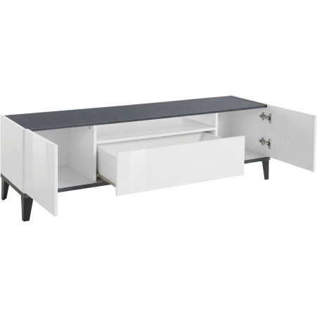Mobile Porta TV Bianco Laccato Ardesia 160 cm Madia Bassa per Soggiorno
