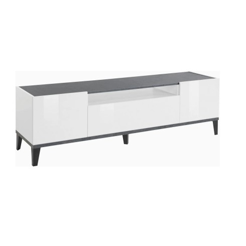 Mobile Porta TV Bianco Laccato Ardesia 160 cm Madia Bassa per Soggiorno