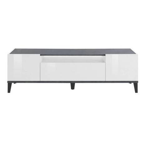 Mobile Porta TV Bianco Laccato Ardesia 160 cm Madia Bassa per Soggiorno