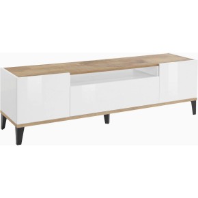 Mobile Porta TV Bianco Laccato Acero 160 cm Madia Bassa per Soggiorno 2