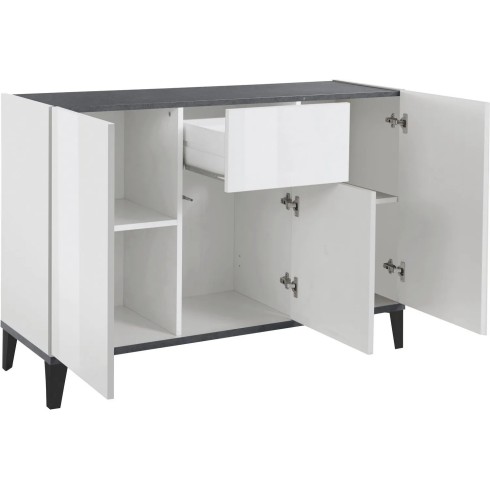 Credenza con 3 Ante 1 Cassetto 120x40x82 Bianco Ardesia