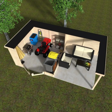 Casa Tettoia Block House 579x308 Legno 28 mm Giardino Parcheggio Auto Moto Bici | BricoShop24