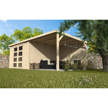 Casa Tettoia Block House 579x308 Legno 28 mm Giardino Parcheggio Auto Moto Bici | BricoShop24