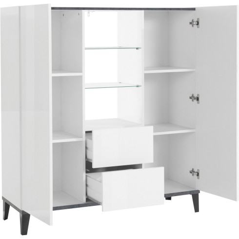 Credenza Alta per Soggiorno 120x40x132,5 Bianco Ardesia