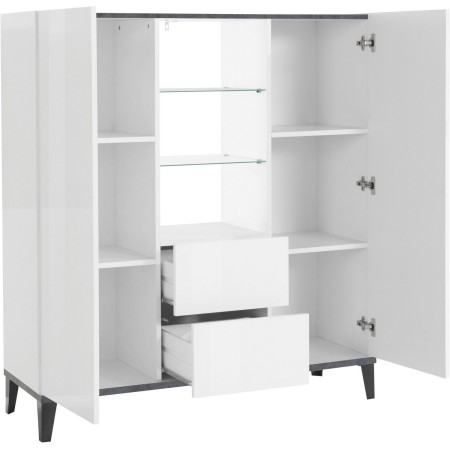 Credenza Alta per Soggiorno 120x40x132,5 Bianco Ardesia