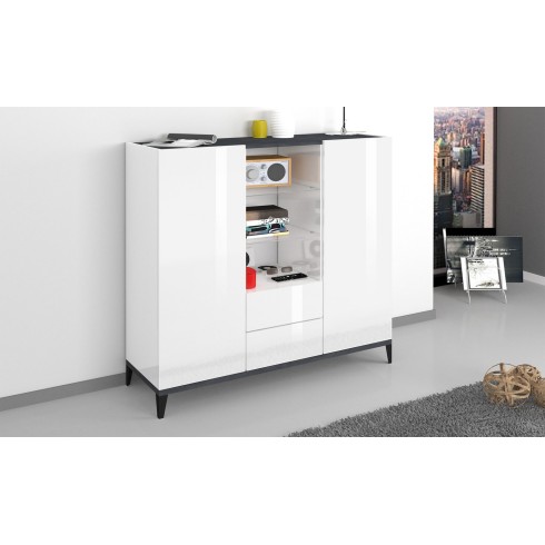 Credenza Alta per Soggiorno 120x40x132,5 Bianco Ardesia