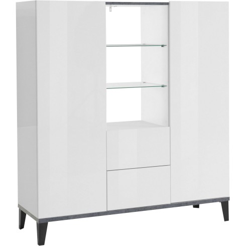 Credenza Alta per Soggiorno 120x40x132,5 Bianco Ardesia