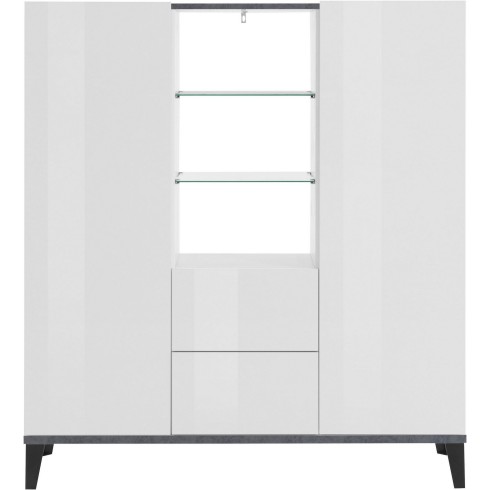 Credenza Alta per Soggiorno 120x40x132,5 Bianco Ardesia