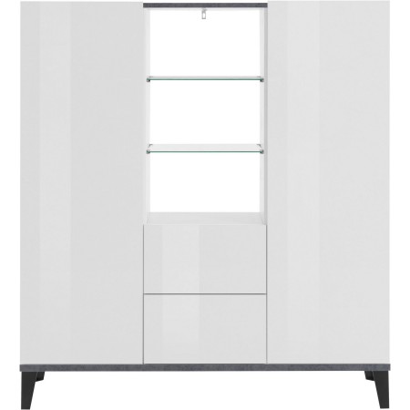 Credenza Alta per Soggiorno 120x40x132,5 Bianco Ardesia
