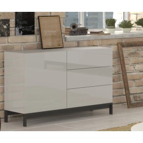 Credenza Alta Bianco Lucido 110x40x73cm 1 Anta e 3 Cassetti