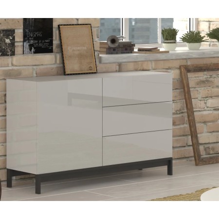 Credenza Alta Bianco Lucido 110x40x73cm 1 Anta e 3 Cassetti