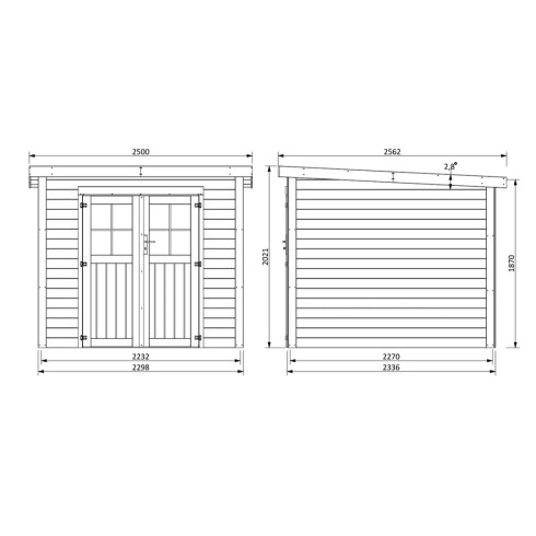 Casetta in Legno 250x250 a Pannelli 19 mm Ricovero Attrezzi Giardino