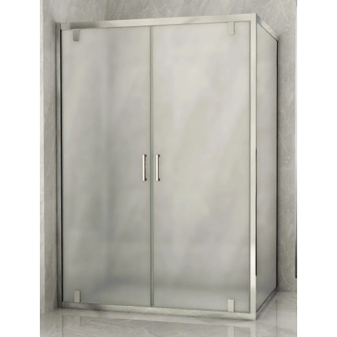 Box Doccia Angolare 2 Lati Ante Saloon Battente Parete Fissa Vetro 6 mm Opaco | BricoShop24
