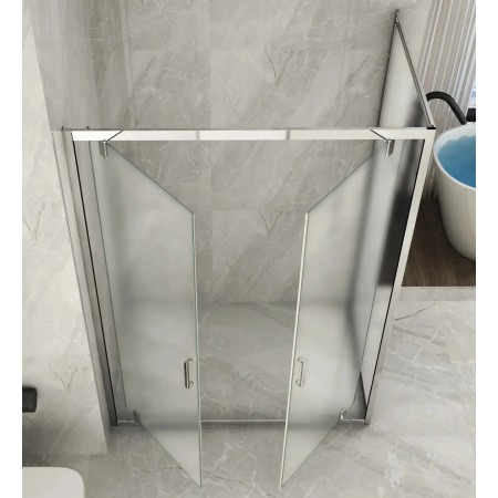 Box Doccia Angolare 2 Lati Ante Saloon Battente Parete Fissa Vetro 6 mm Opaco | BricoShop24