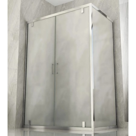 Box Doccia Angolare 2 Lati Ante Saloon Battente Parete Fissa Vetro 6 mm Opaco | BricoShop24