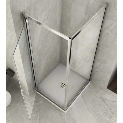 Box Doccia Angolare 1 Anta Fissa Anta Battente 2 Lati Parete Vetro 6mm Cristallo