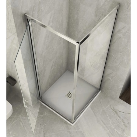 Box Doccia Angolare 1 Anta Fissa Anta Battente 2 Lati Parete Vetro 6mm Cristallo