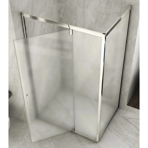 Box Doccia Anta Fissa Battente 2 Lati Angolare Parete Vetro 6mm Cristallo Opaco | BricoShop24