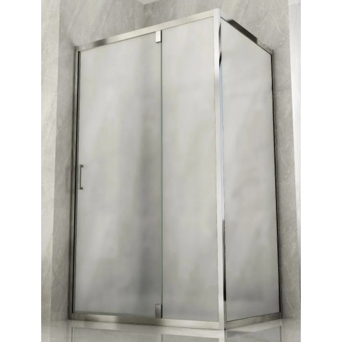 Box Doccia Anta Fissa Battente 2 Lati Angolare Parete Vetro 6mm Cristallo Opaco | BricoShop24