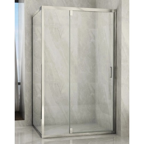 Box Doccia 1 Anta Fissa Battente 2 Lati Parete Vetro 6mm Cristallo Trasparente | BricoShop24