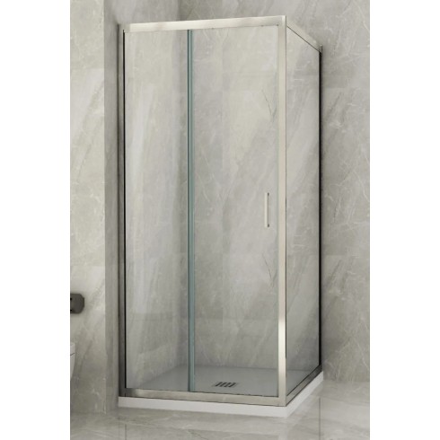 Box Doccia Angolare 6 mm 1 Parete Anta Fissa 1 Porta Scorrevole Cabina Cristallo | BricoShop24