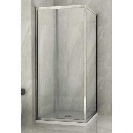 Box Doccia Angolare 6 mm 1 Parete Anta Fissa 1 Porta Scorrevole Cabina Cristallo | BricoShop24