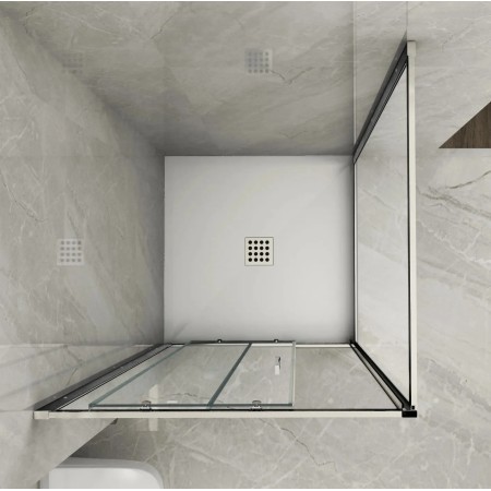 Box Doccia Angolare 6 mm 1 Parete Anta Fissa 1 Porta Scorrevole Cabina Cristallo | BricoShop24