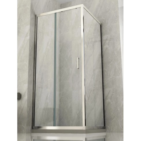 Box Doccia Angolare 6 mm 1 Parete Anta Fissa 1 Porta Scorrevole Cabina Cristallo | BricoShop24