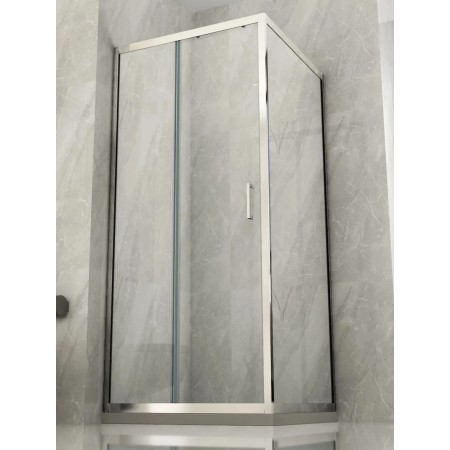 Box Doccia Angolare 6 mm 1 Parete Anta Fissa 1 Porta Scorrevole Cabina Cristallo | BricoShop24