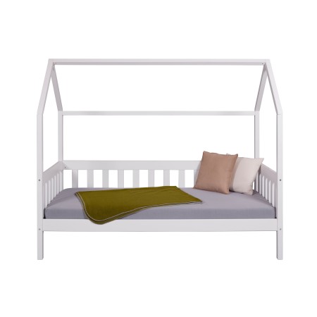 Letto singolo 90x200 cm Bianco con Tetto Doghe