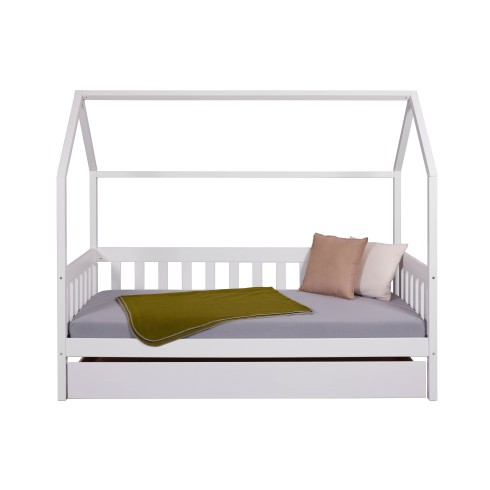Letto singolo 90x200 cm Bianco con Tetto Doghe