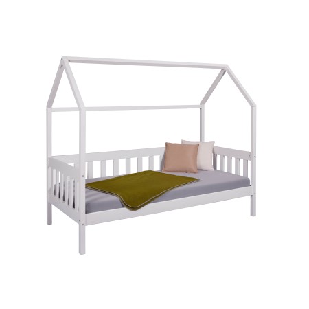 Letto singolo 90x200 cm Bianco con Tetto Doghe