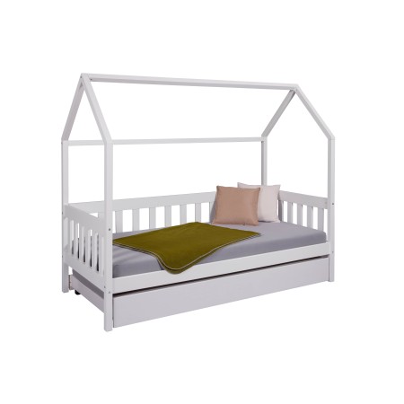 Letto singolo 90x200 cm Bianco con Tetto Doghe