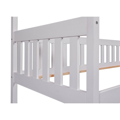Letto singolo 90x200 cm Bianco con Tetto Doghe