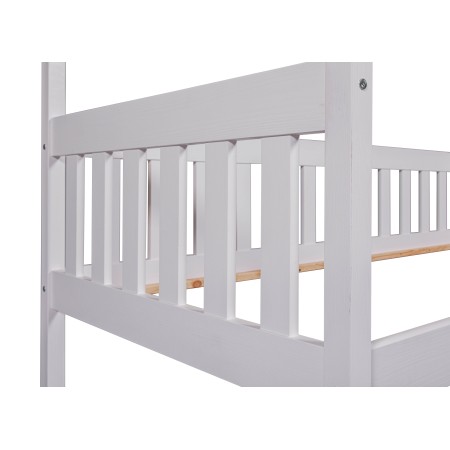 Letto singolo 90x200 cm Bianco con Tetto Doghe
