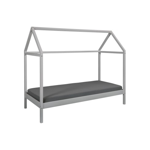 Letto singolo 90x200 cm Grigio con Tetto Doghe