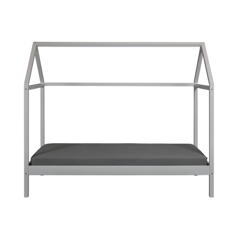 Letto singolo 90x200 cm Grigio con Tetto Doghe