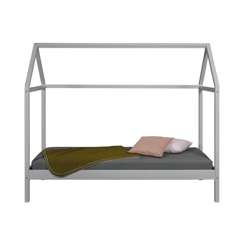 Letto singolo 90x200 cm Grigio con Tetto Doghe