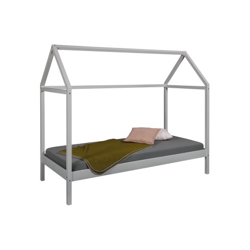 Letto singolo 90x200 cm Grigio con Tetto Doghe
