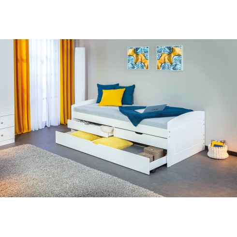 Struttura 2 Letti singoli 90x200 cm Bianco con Cassetti