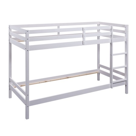 Letto a Castello Singolo Doghe 90x200 cm Bianco con Scaletta