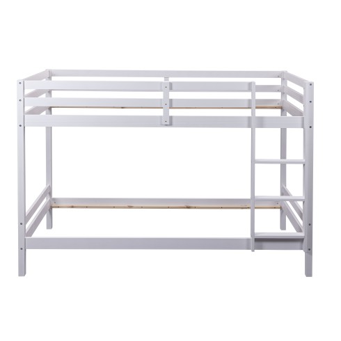 Letto a Castello Singolo Doghe 90x200 cm Bianco con Scaletta