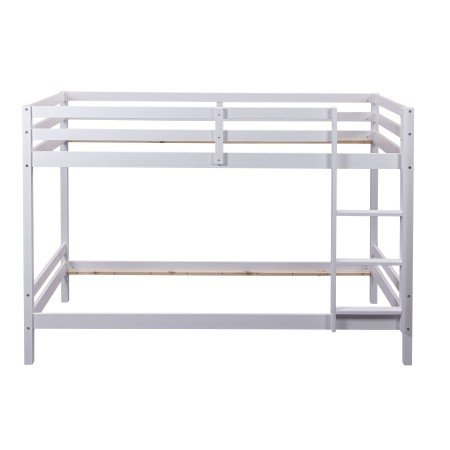 Letto a Castello Singolo Doghe 90x200 cm Bianco con Scaletta