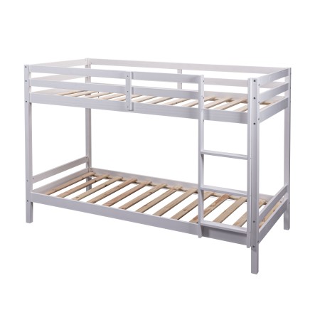 Letto a Castello Singolo Doghe 90x200 cm Bianco con Scaletta