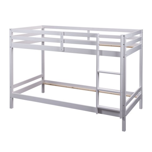 Letto a Castello Singolo Doghe 90x200 cm Bianco con Scaletta