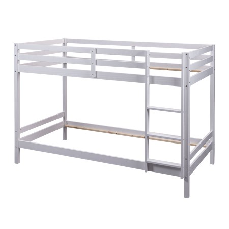 Letto a Castello Singolo Doghe 90x200 cm Bianco con Scaletta