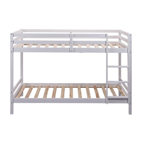 Letto a Castello Singolo Doghe 90x200 cm Bianco con Scaletta
