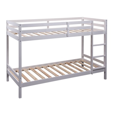 Letto a Castello Singolo Doghe 90x200 cm Bianco con Scaletta